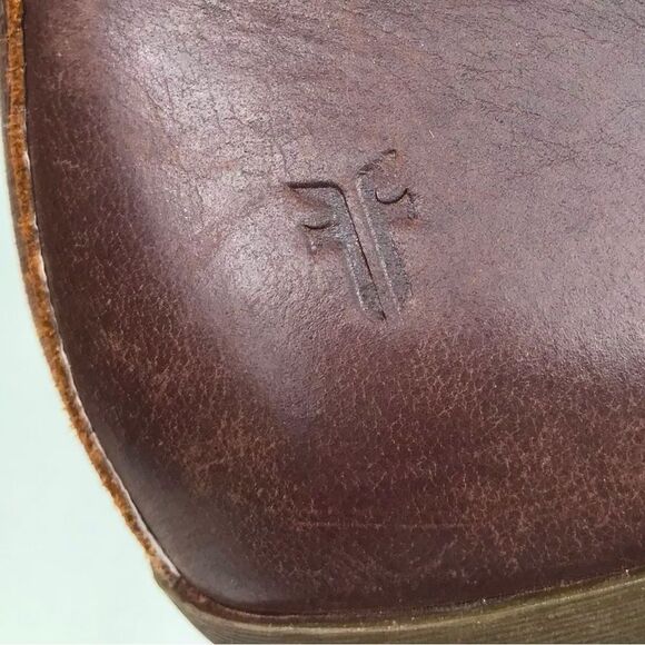 Frye JUDITH Brown Leather Double Zip Heeled Ankle Boots in Wheat - Picture 14 of 16